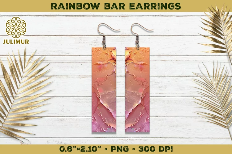 Iridescent Rainbow Bar Earrings Sublimation Design