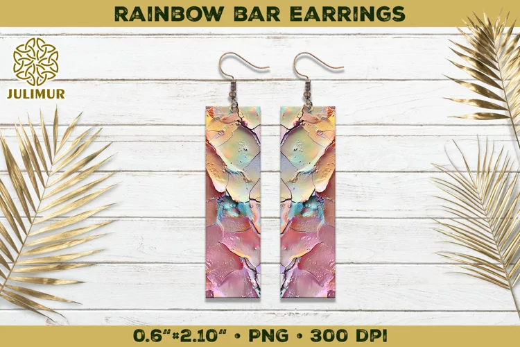 Iridescent Rainbow Bar Earrings Sublimation Design