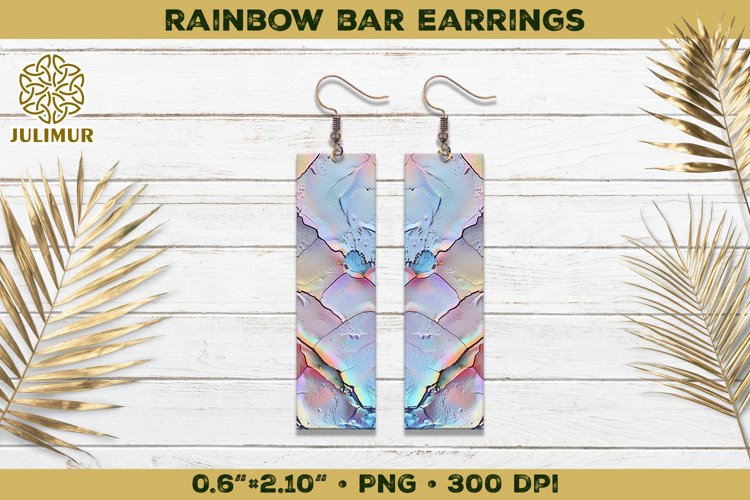 Iridescent Rainbow Bar Earrings Sublimation Design example image 1