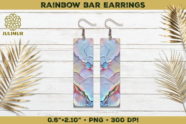 Iridescent Rainbow Bar Earrings Sublimation Design
