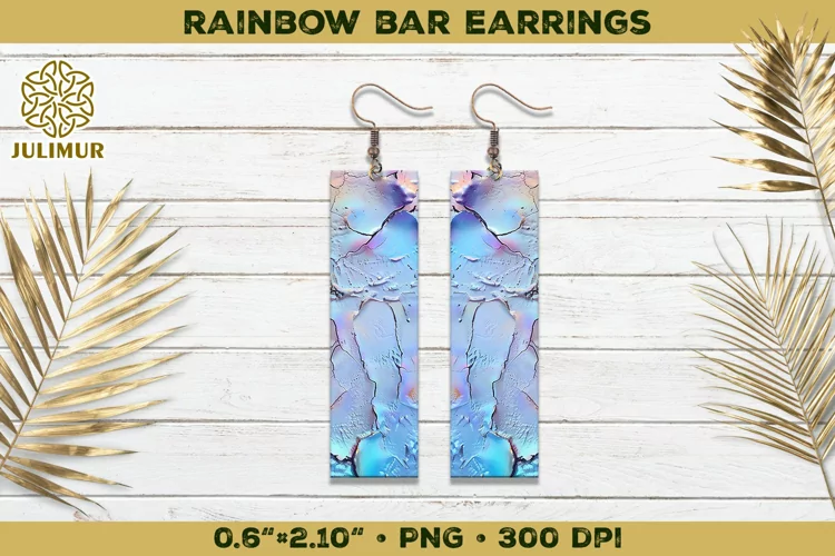 Iridescent Rainbow Bar Earrings Sublimation Design