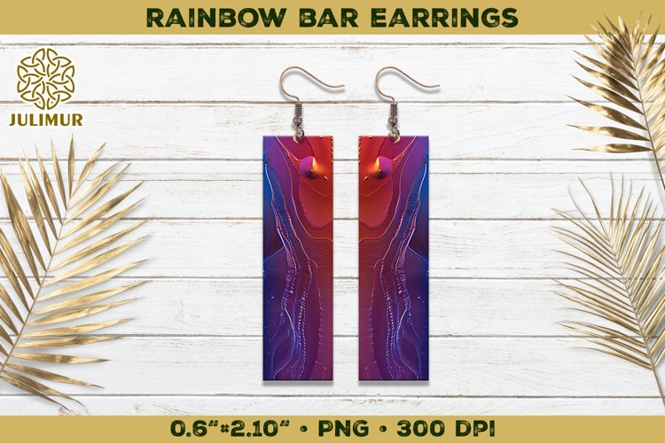 Iridescent Rainbow Bar Earrings Sublimation Design example image 1