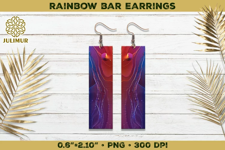 Iridescent Rainbow Bar Earrings Sublimation Design