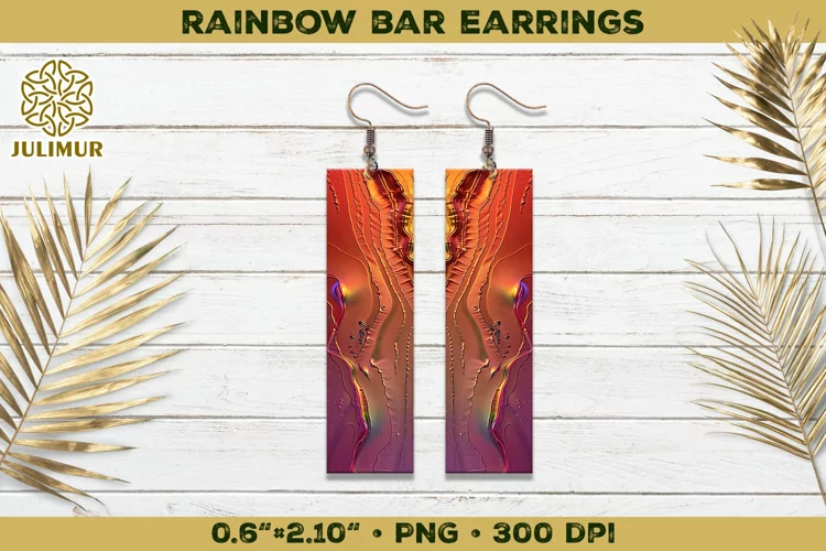 Iridescent Rainbow Bar Earrings Sublimation Design