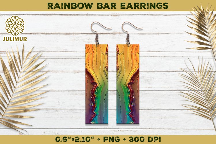 Iridescent Rainbow Bar Earrings Sublimation Design example image 1