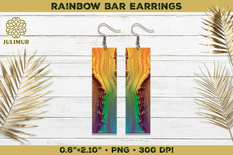 Iridescent Rainbow Bar Earrings Sublimation Design