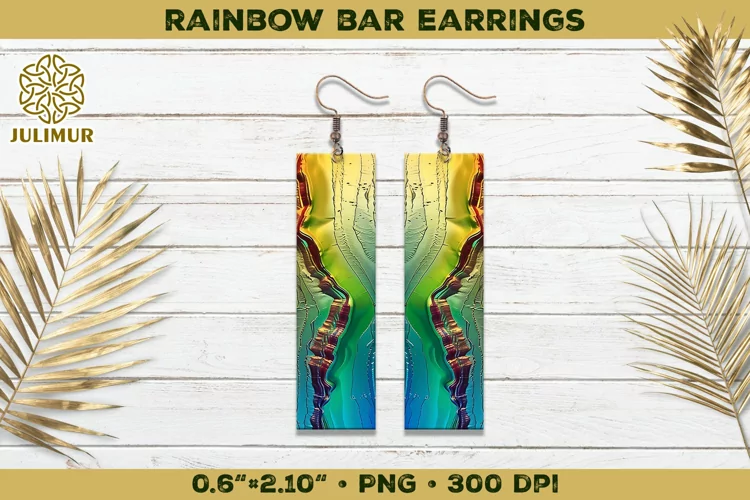 Iridescent Rainbow Bar Earrings Sublimation Design