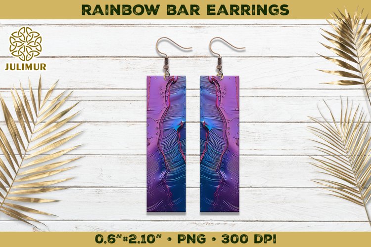 Iridescent Rainbow Bar Earrings Sublimation Design example image 1