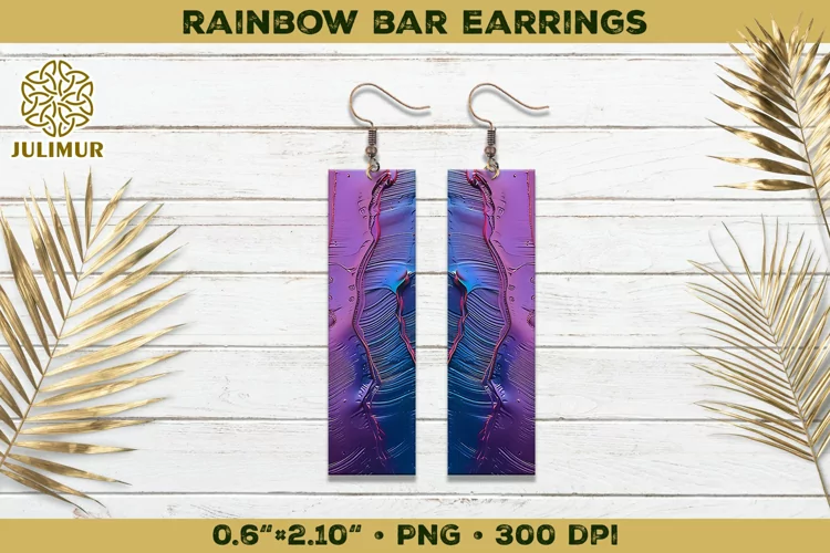 Iridescent Rainbow Bar Earrings Sublimation Design