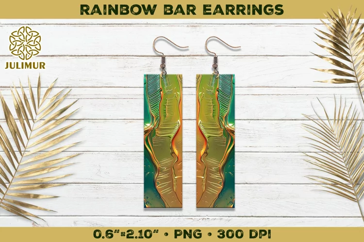 Iridescent Rainbow Bar Earrings Sublimation Design