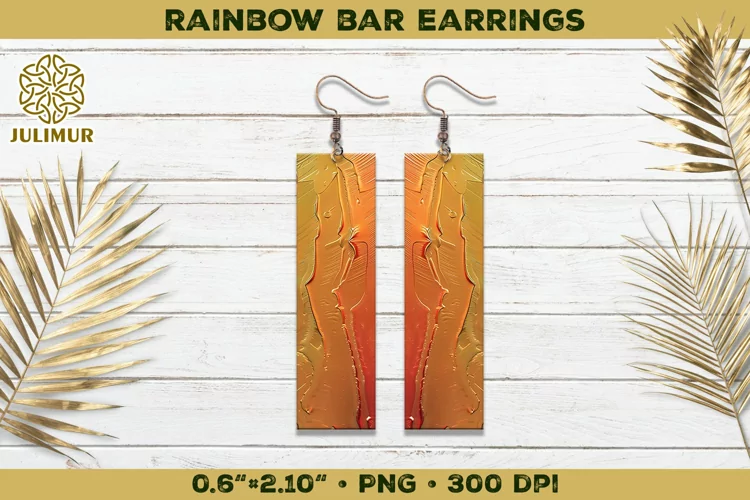 Iridescent Rainbow Bar Earrings Sublimation Design