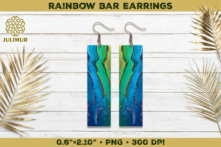 Iridescent Rainbow Bar Earrings Sublimation Design