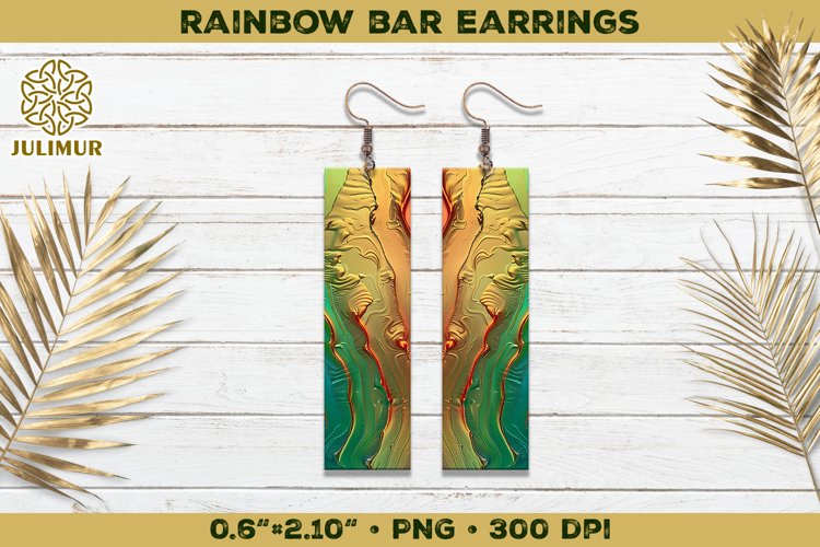 Iridescent Rainbow Bar Earrings Sublimation Design example image 1