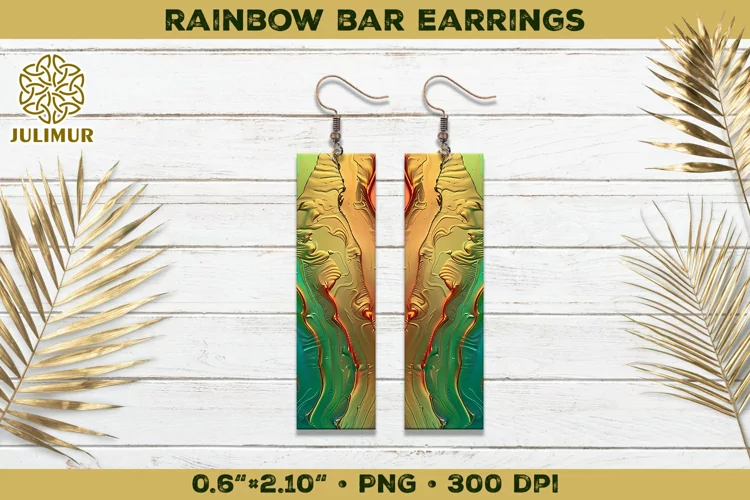 Iridescent Rainbow Bar Earrings Sublimation Design