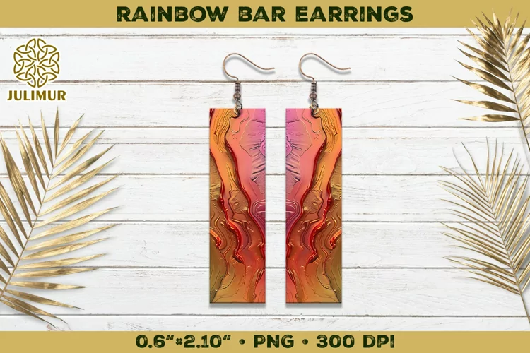 Iridescent Rainbow Bar Earrings Sublimation Design