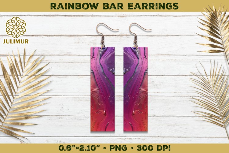 Iridescent Rainbow Bar Earrings Sublimation Design example image 1