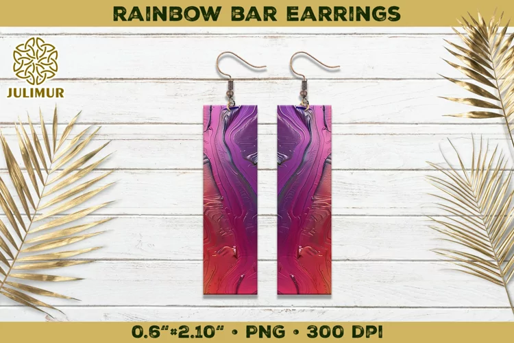 Iridescent Rainbow Bar Earrings Sublimation Design