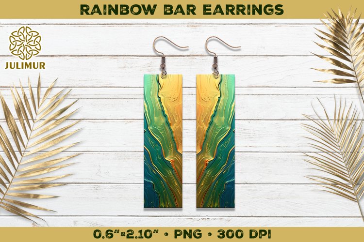 Iridescent Rainbow Bar Earrings Sublimation Design example image 1