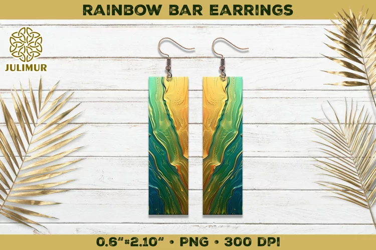 Iridescent Rainbow Bar Earrings Sublimation Design
