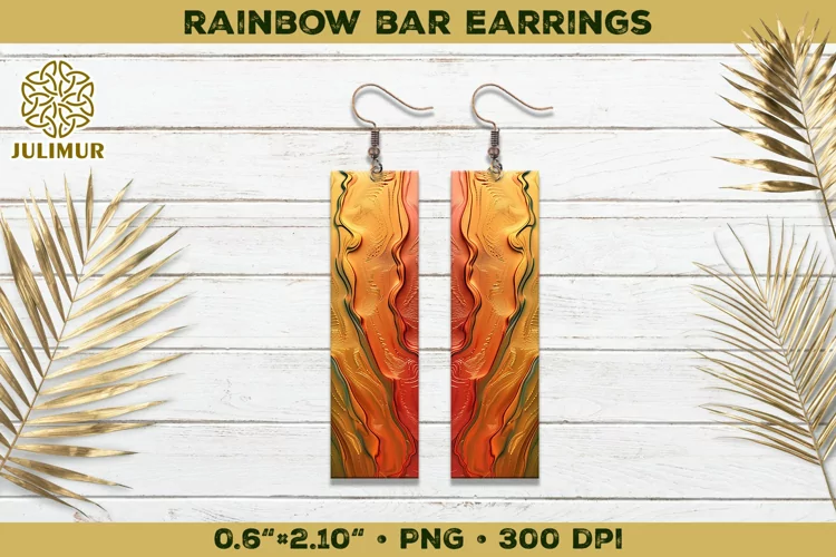 Iridescent Rainbow Bar Earrings Sublimation Design