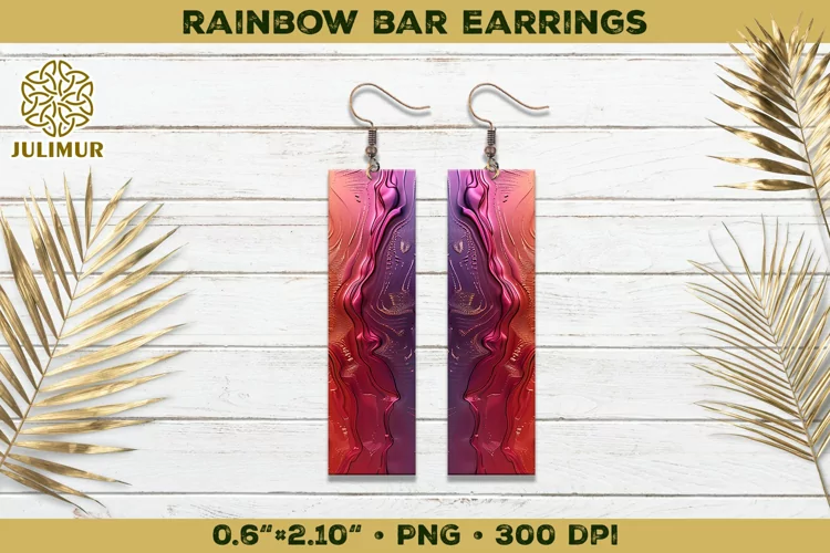 Iridescent Rainbow Bar Earrings Sublimation Design