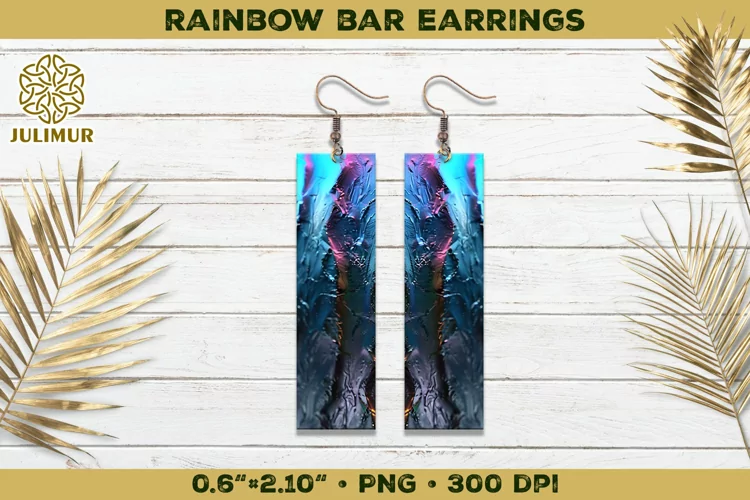 Iridescent Rainbow Bar Earrings Sublimation Design