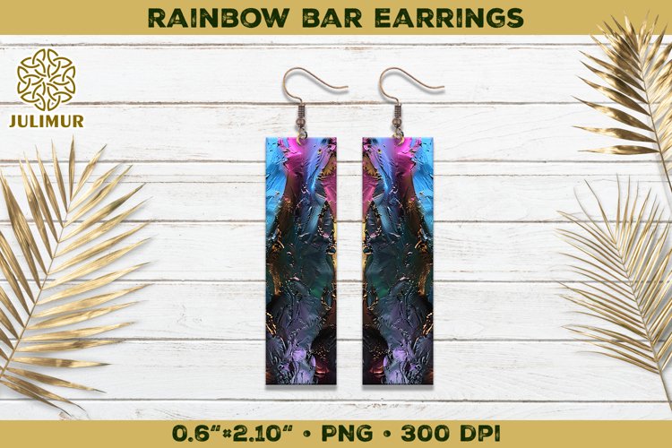 Iridescent Rainbow Bar Earrings Sublimation Design example image 1