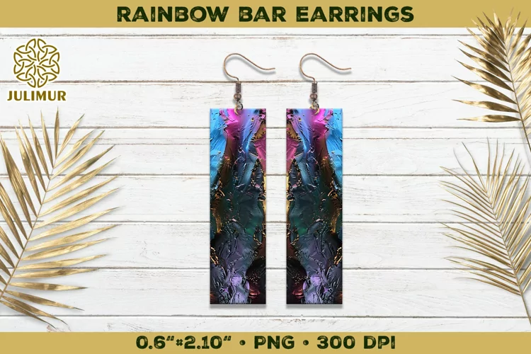 Iridescent Rainbow Bar Earrings Sublimation Design