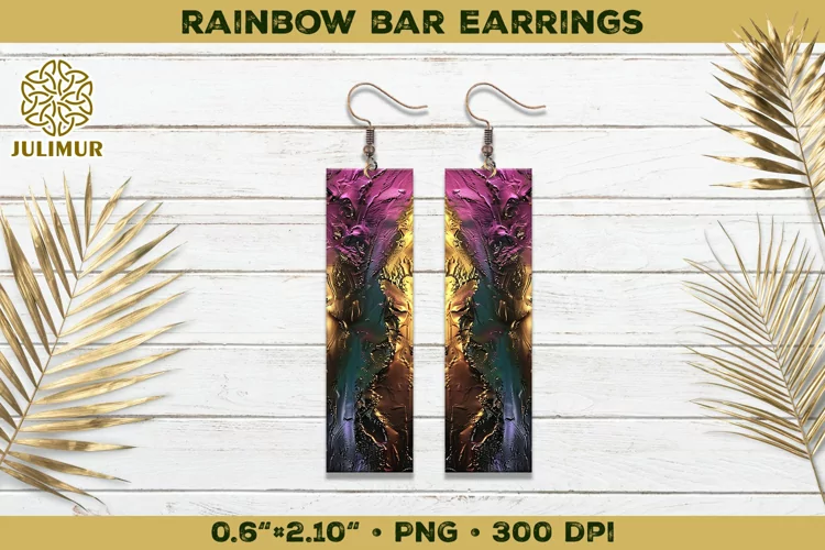 Iridescent Rainbow Bar Earrings Sublimation Design