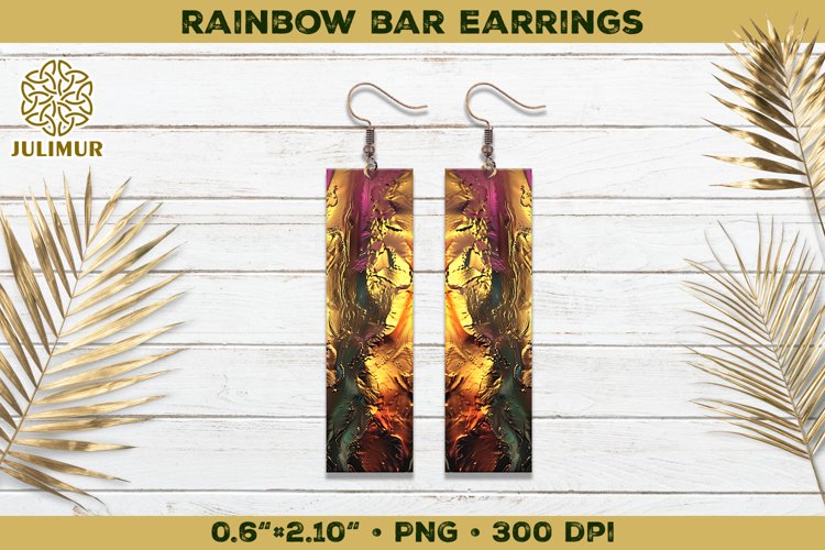 Iridescent Rainbow Bar Earrings Sublimation Design example image 1