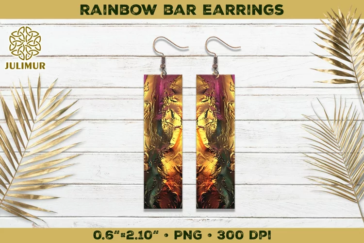Iridescent Rainbow Bar Earrings Sublimation Design