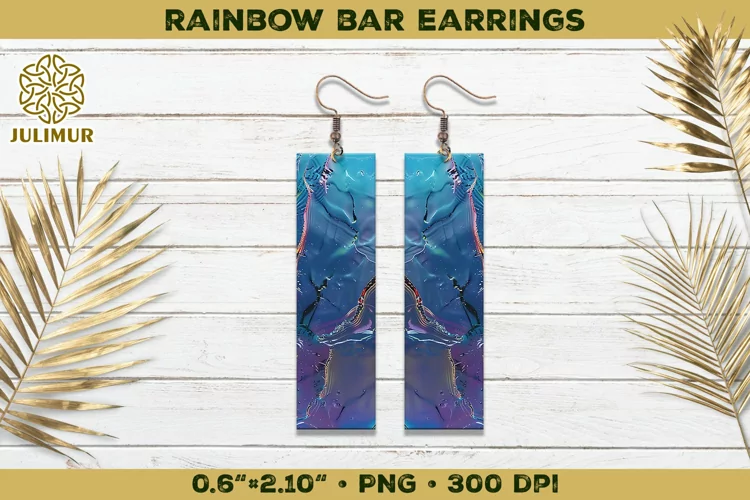 Iridescent Rainbow Bar Earrings Sublimation Design