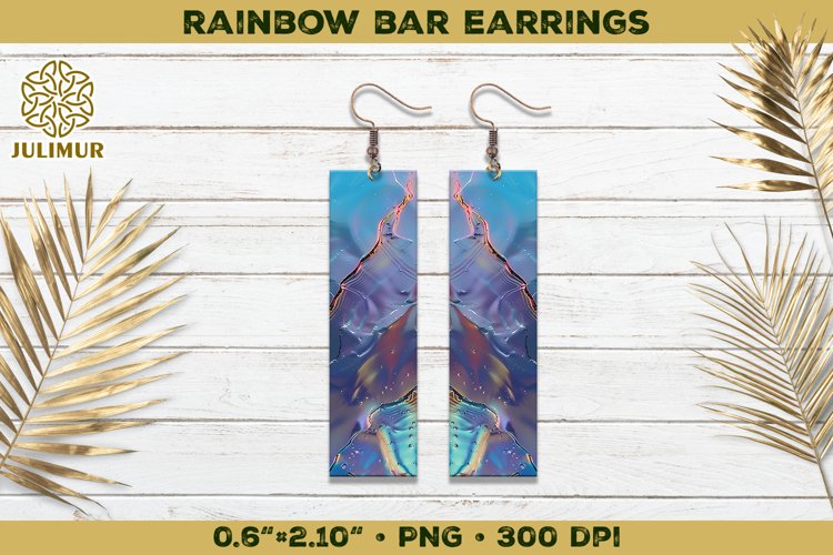 Iridescent Rainbow Bar Earrings Sublimation Design example image 1