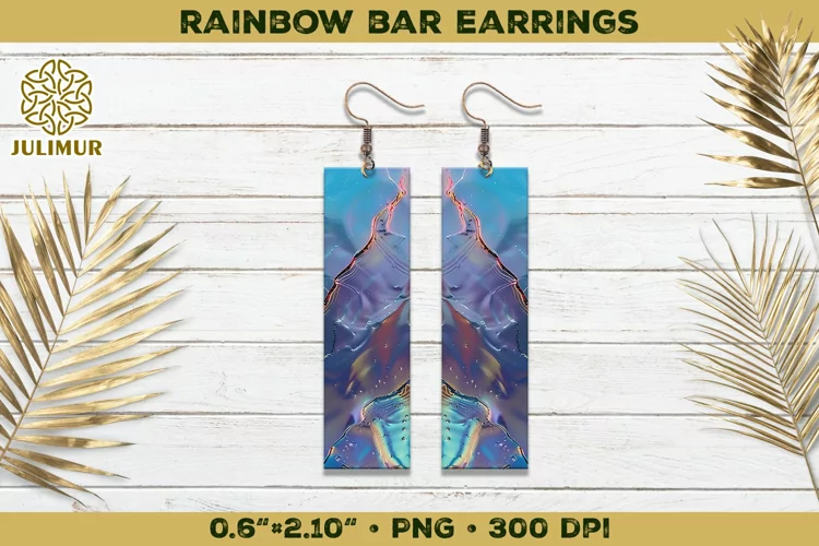 Iridescent Rainbow Bar Earrings Sublimation Design