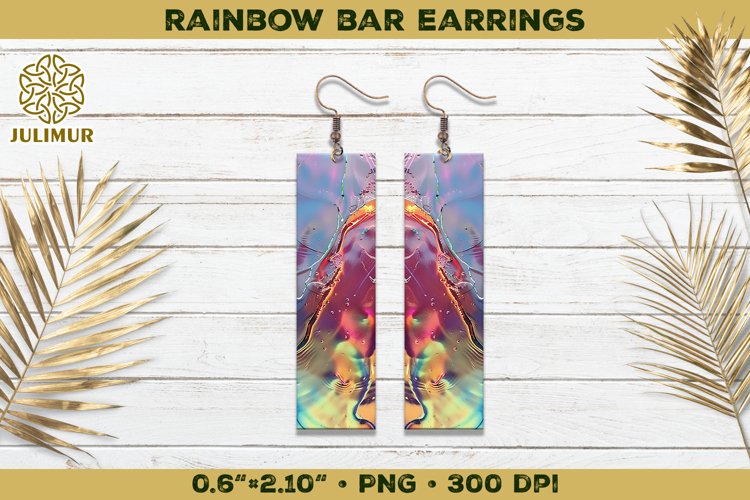 Iridescent Rainbow Bar Earrings Sublimation Design example image 1