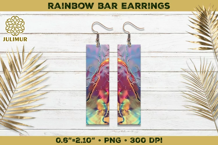 Iridescent Rainbow Bar Earrings Sublimation Design
