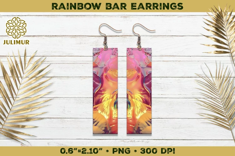 Iridescent Rainbow Bar Earrings Sublimation Design