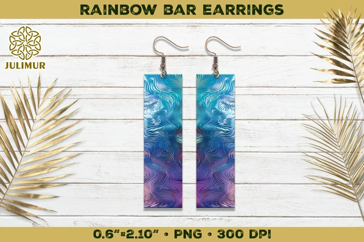 Iridescent Rainbow Bar Earrings Sublimation Design