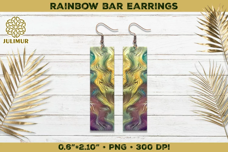Iridescent Rainbow Bar Earrings Sublimation Design