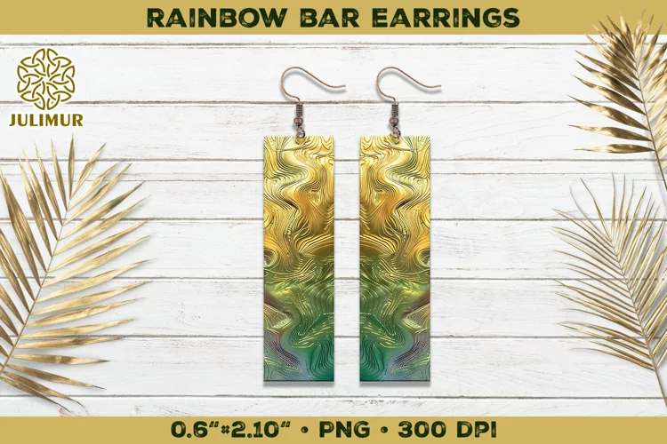 Iridescent Rainbow Bar Earrings Sublimation Design