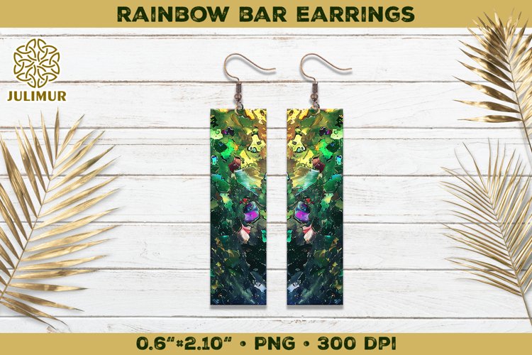 Iridescent Rainbow Bar Earrings Sublimation Design example image 1