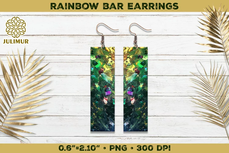 Iridescent Rainbow Bar Earrings Sublimation Design