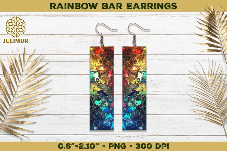 Iridescent Rainbow Bar Earrings Sublimation Design example image 1