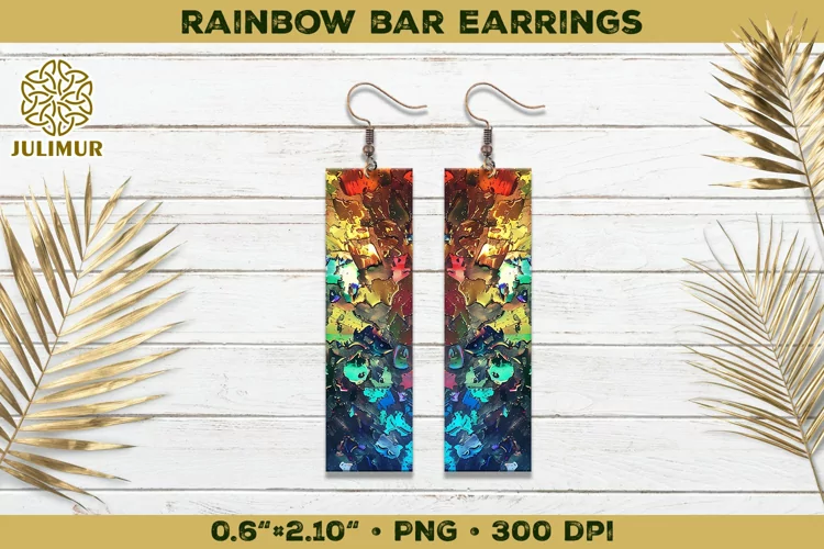Iridescent Rainbow Bar Earrings Sublimation Design