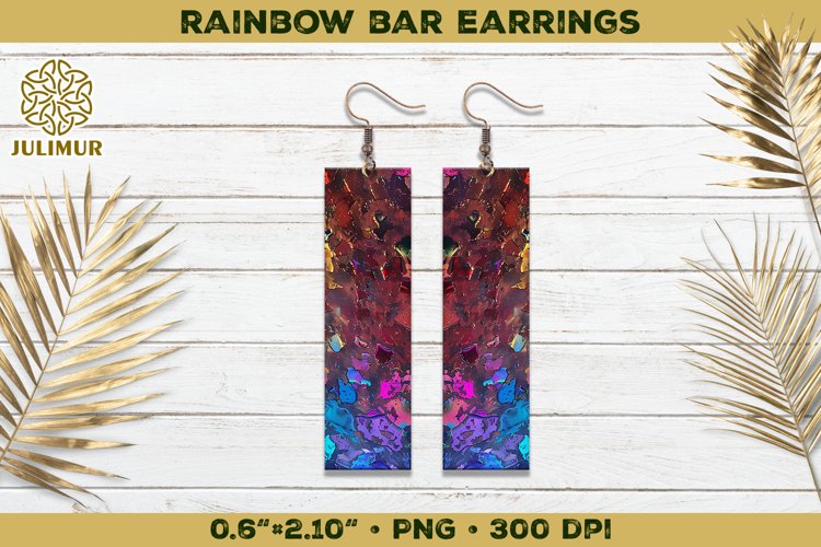 Iridescent Rainbow Bar Earrings Sublimation Design example image 1