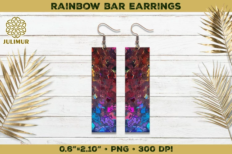 Iridescent Rainbow Bar Earrings Sublimation Design