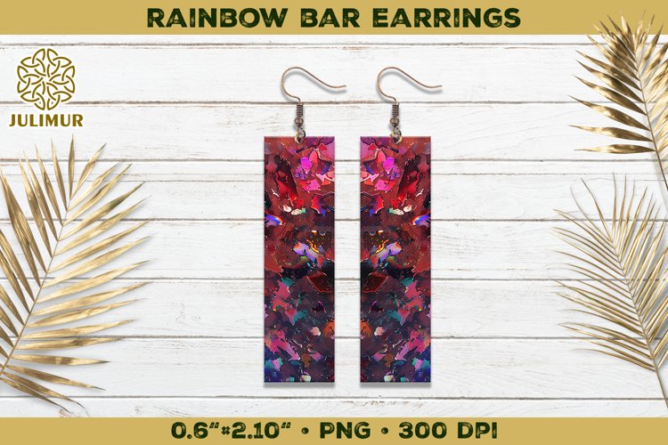 Iridescent Rainbow Bar Earrings Sublimation Design example image 1