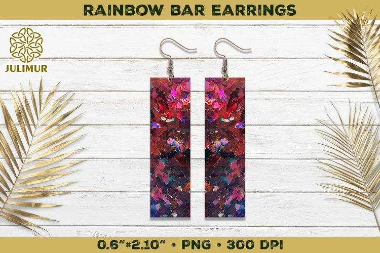 Iridescent Rainbow Bar Earrings Sublimation Design