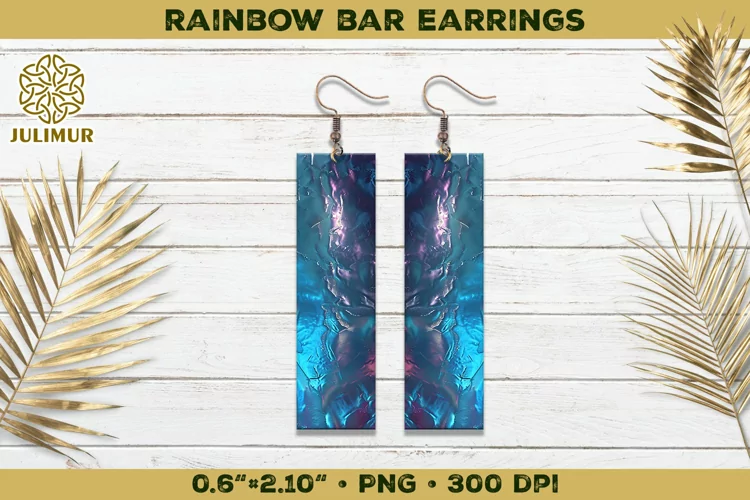 Iridescent Rainbow Bar Earrings Sublimation Design