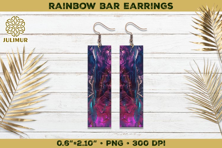 Iridescent Rainbow Bar Earrings Sublimation Design example image 1